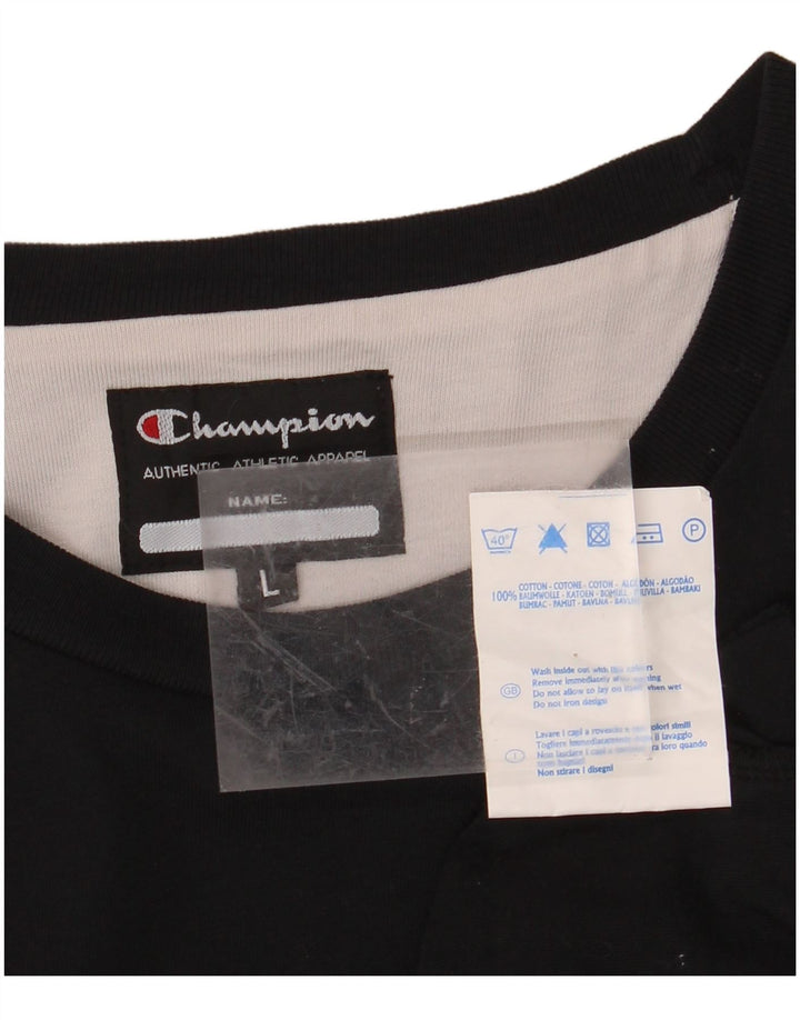 Top grafic pentru bărbați CHAMPION cu mânecă lungă, mare, negru, bumbac
