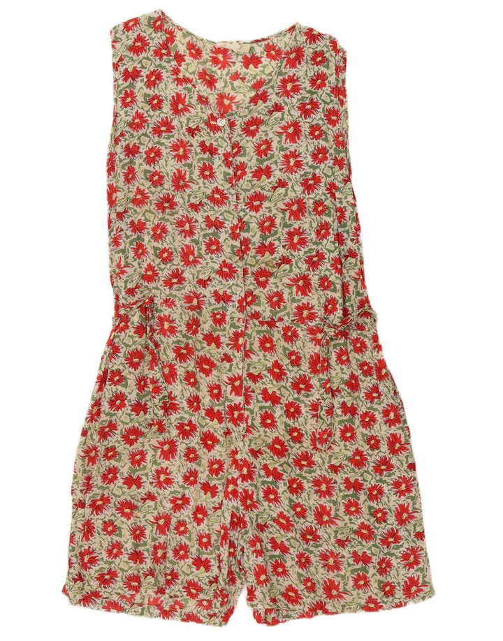 VINTAGE Womens Sleeveless Playsuit UK 10 Small  Multicoloured Floral