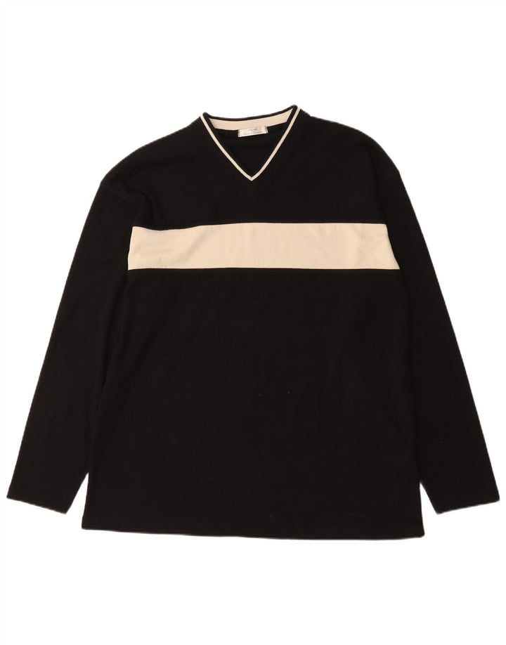 Marks & Spencer pentru bărbați St. Michael Top cu mânecă lungă mare negru Colorblock