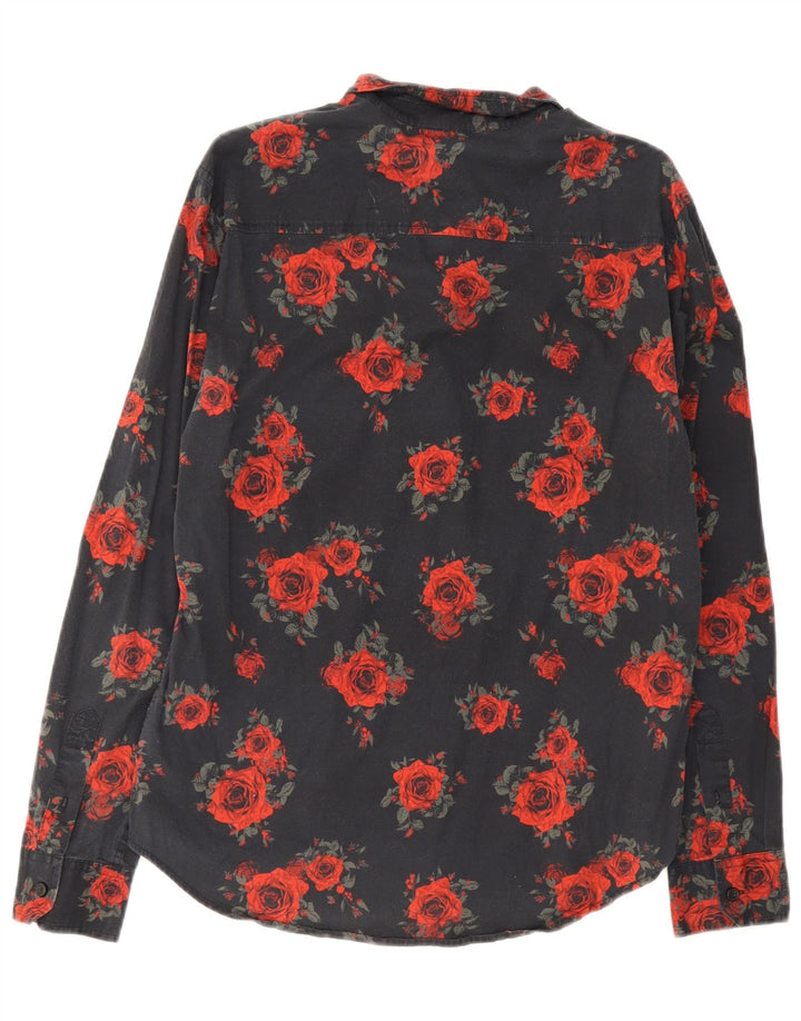 Cămașă pentru bărbați Guess, bumbac floral, negru mediu