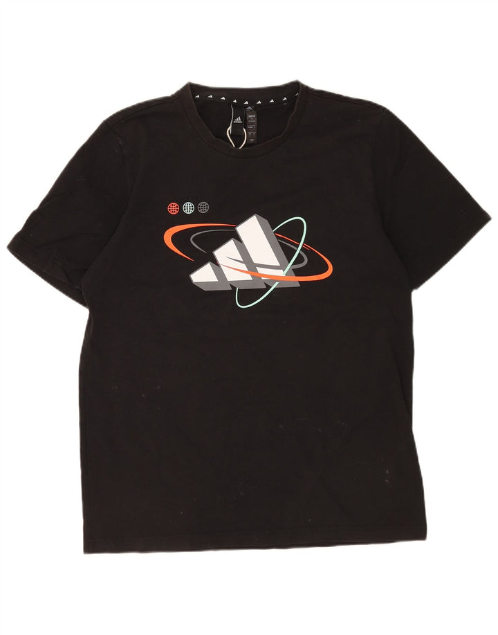 Tricou grafic Adidas pentru bărbați Top mediu negru bumbac