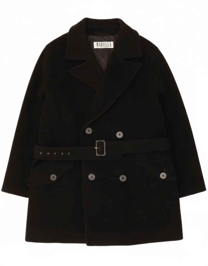 Palton dublu pentru femei Marella UK 14 Lână virgină neagră medie