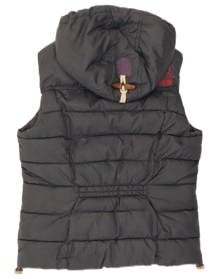 SUPERDRY Gilet căptușit cu glugă pentru femei UK 14 Medium Gri Poliester