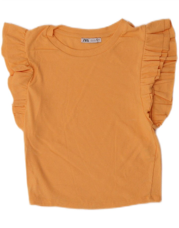 ZARA Womens Crop Blouse Top UK 14 Large Orange Cotton Vintage Zara and Second-Hand Zara from Messina Hembry 
