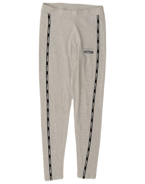 Leggings grafic Adidas pentru femei UK 12, bumbac color bloc, gri mediu