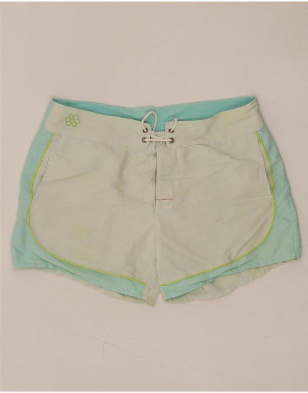 Pantaloni scurți de înot grafic pentru femei GURU UK 14, mari, alb, bloc de culoare