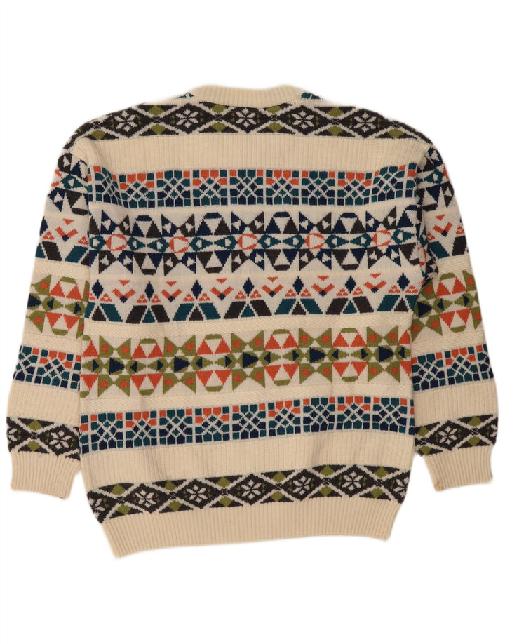 Pulover pentru bărbați White Sails cu gât crew pulover mare, bej, geometric