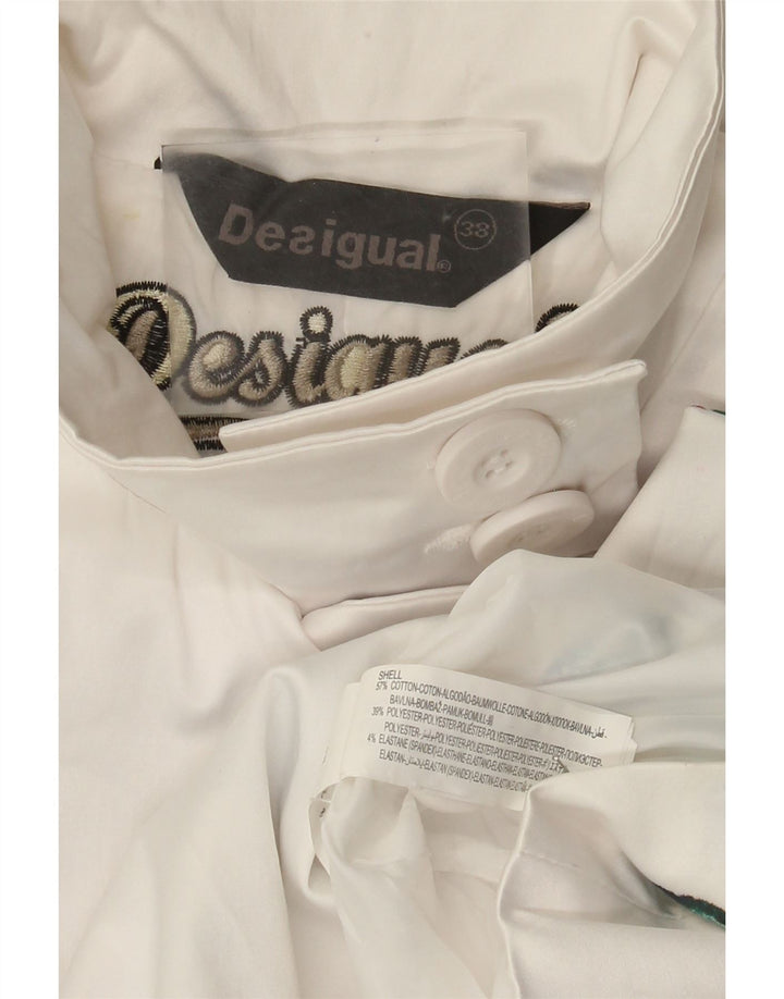 Palton pentru femei Desigual EU 38 Bumbac Floral Alb Mediu
