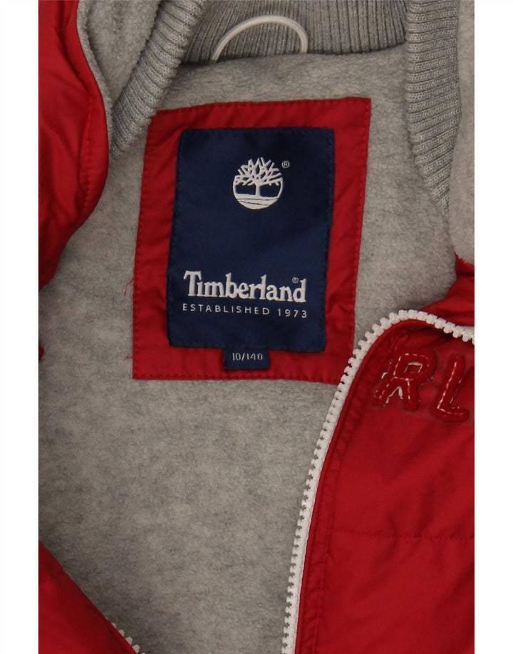 TIMBERLAND Boys Graphic Padded Gilet 9-10 Years Red Polyester