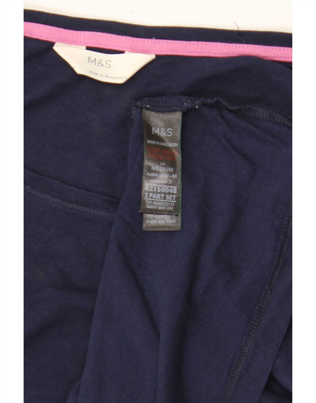 Top pentru femei Marks & Spencer cu mânecă lungă UK 14 mediu, albastru bleumarin, bumbac