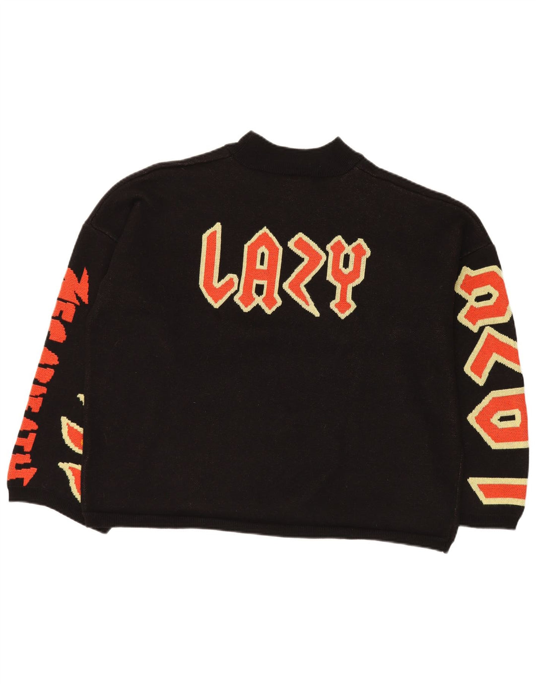LAZY OAF Pulover pentru bărbați cu craniu supradimensionat cu gât țestoasă, XL, bumbac negru
