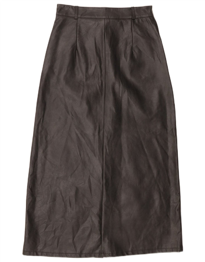 Fusta de damă vintage din blană artificială mică W26 poliuretan negru