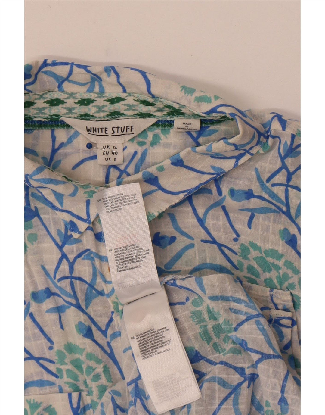 Cămașă cu mânecă scurtă pentru femei White Stuff UK 12 Medium Floral Bumbac