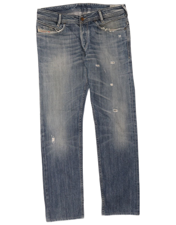 Blugi Distressed Straight Poiak pentru bărbați Diesel W33 L34 Bumbac albastru