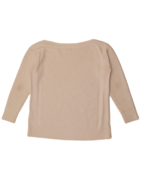 Pulover de damă Reiss cu gât de barcă supradimensionat UK 10 Lână albă mică