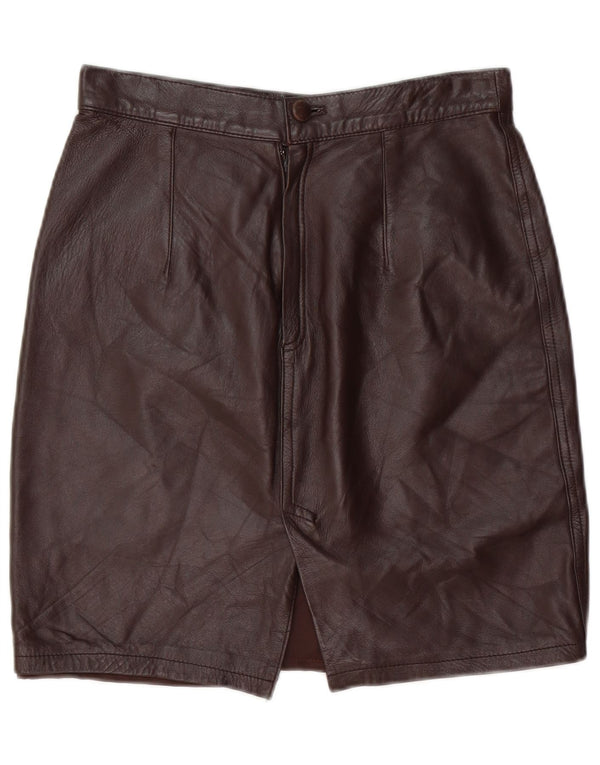 Fusta de piele pentru femei VINTAGE IT 44 Medium W28 piele maro