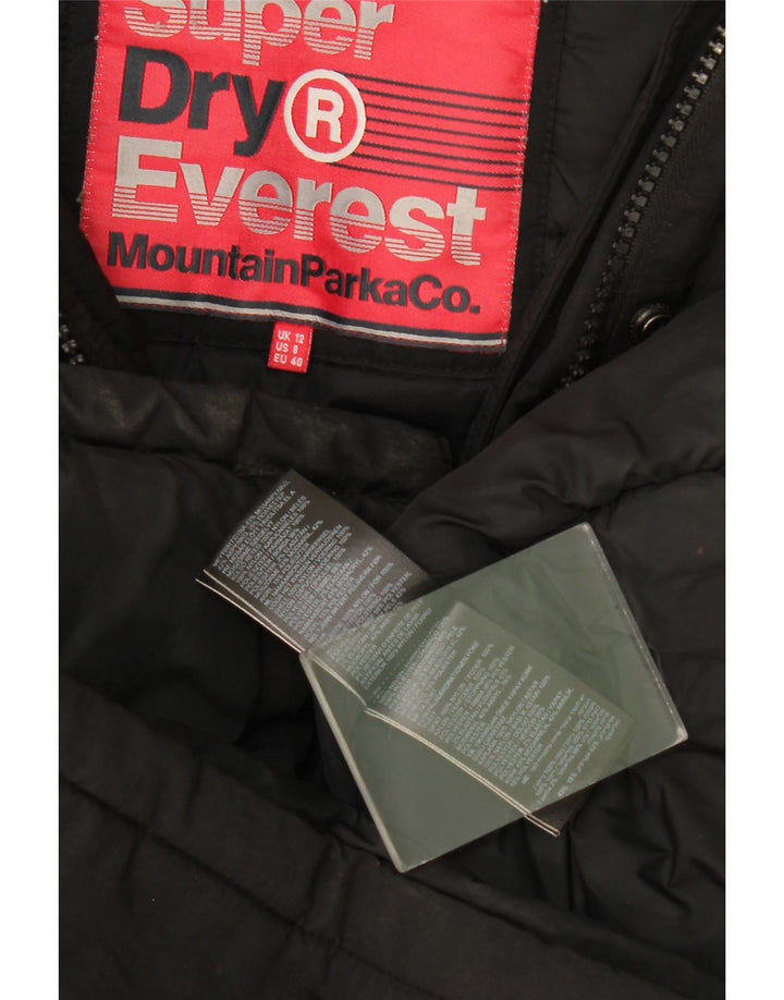 Jachetă Parka cu glugă Superdry pentru femei UK 12 Medium Black Nylon