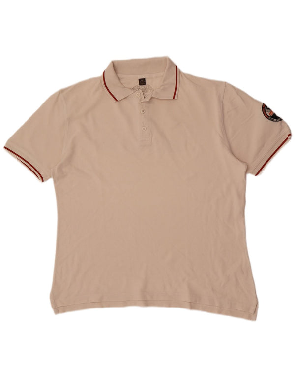 Tricou polo cu grafic Napapijri XL Bej cu dungi