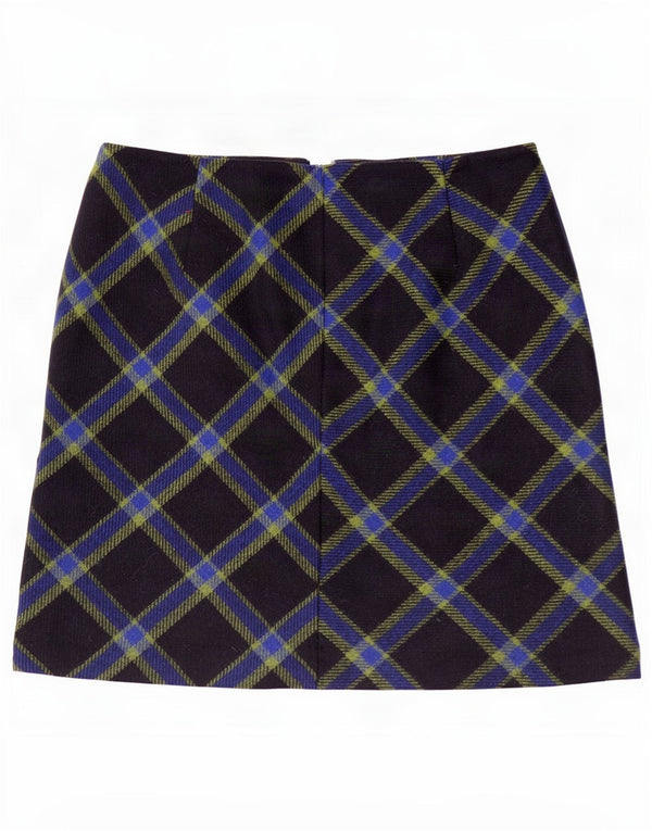 Fusta mini Hobbs pentru femei UK 14 Large W32 Blue Marine Check Wool