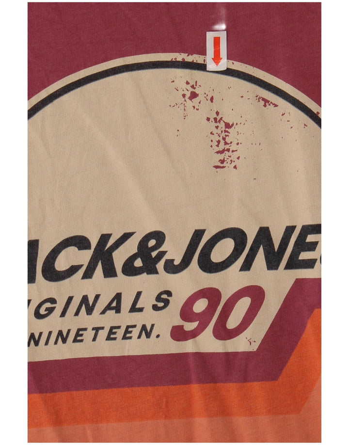 JACK & JONES Tricou cu grafică pentru bărbați Top Medium Burgundy Bumbac
