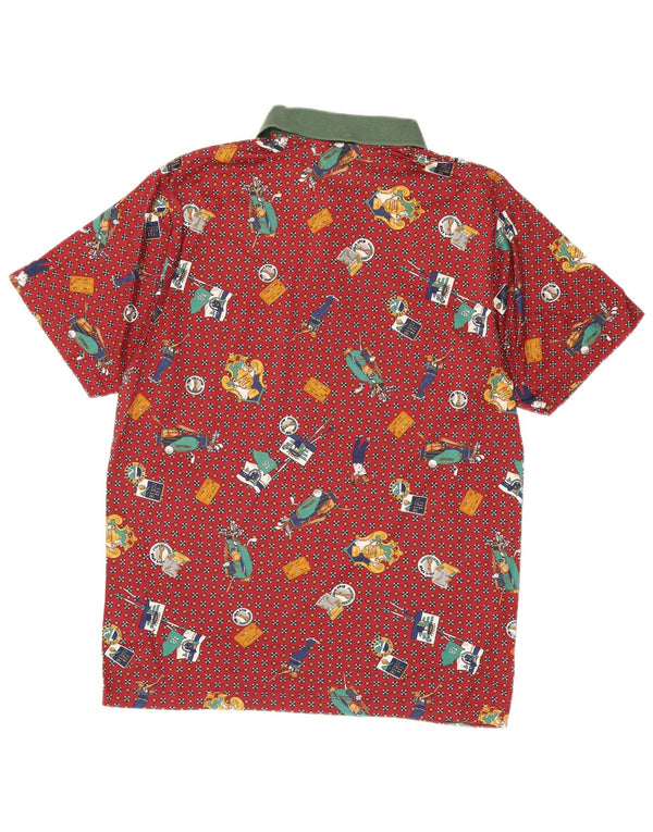 DALMINE Tricou polo pentru bărbați cu model abstract IT 48 Medium Maroon Spotted