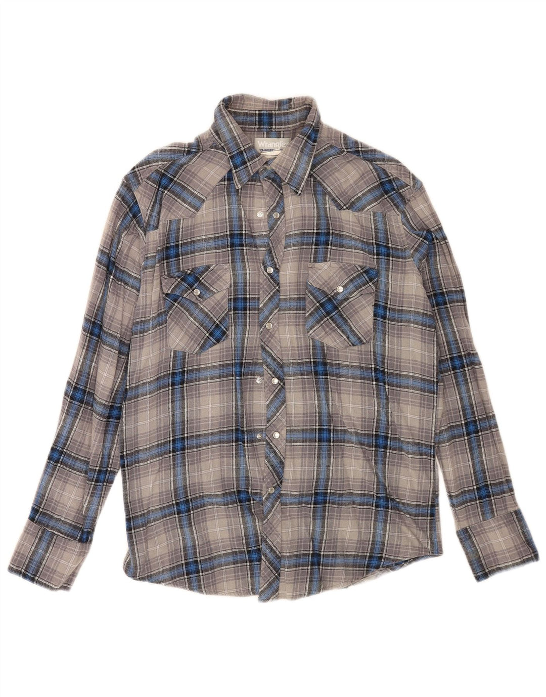 Cămașă de flanel pentru bărbați Wrangler, bumbac cu carouri, gri mare