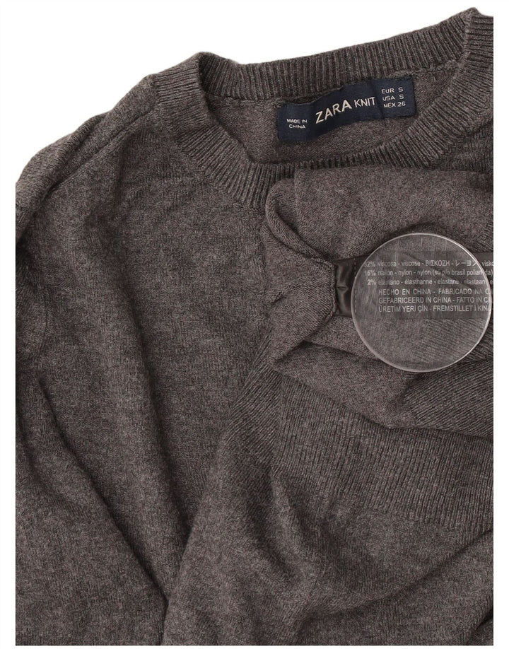 Pulover pentru damă Zara, cu gât turnut, UK 8, mic, gri, viscoză
