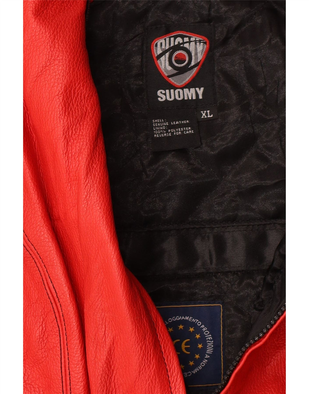 SUOMY Womens Leather Racer Jacket UK 18 XL Red Leather Vintage Suomy and Second-Hand Suomy from Messina Hembry 
