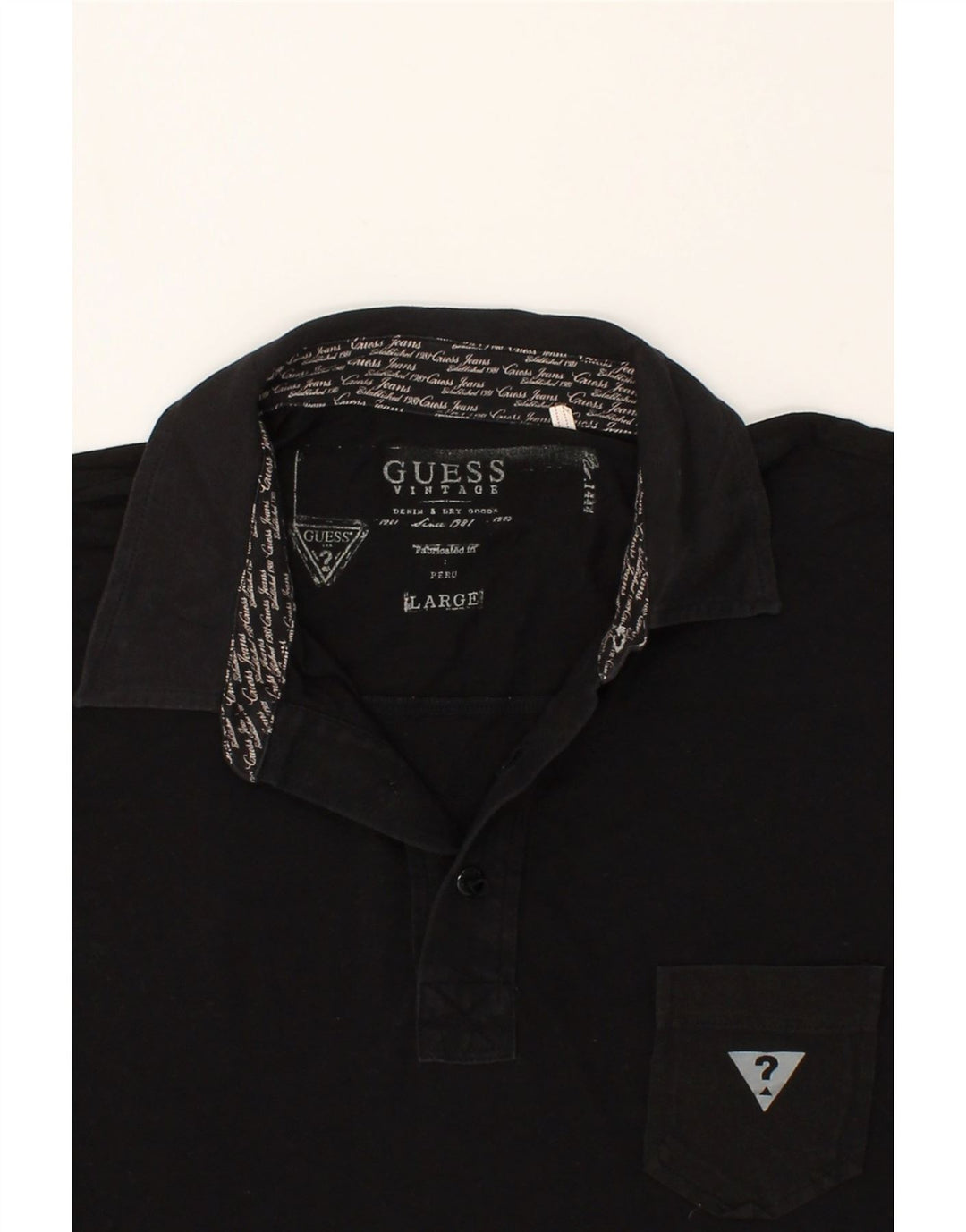Tricou polo cu grafică pentru bărbați GUESS, mare, negru