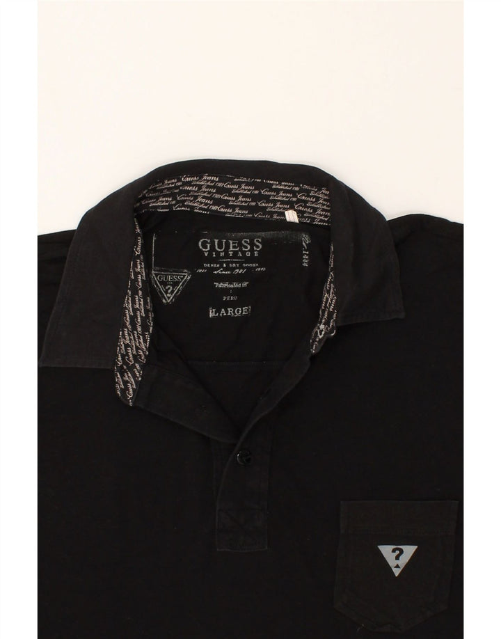 Tricou polo cu grafică pentru bărbați GUESS, mare, negru