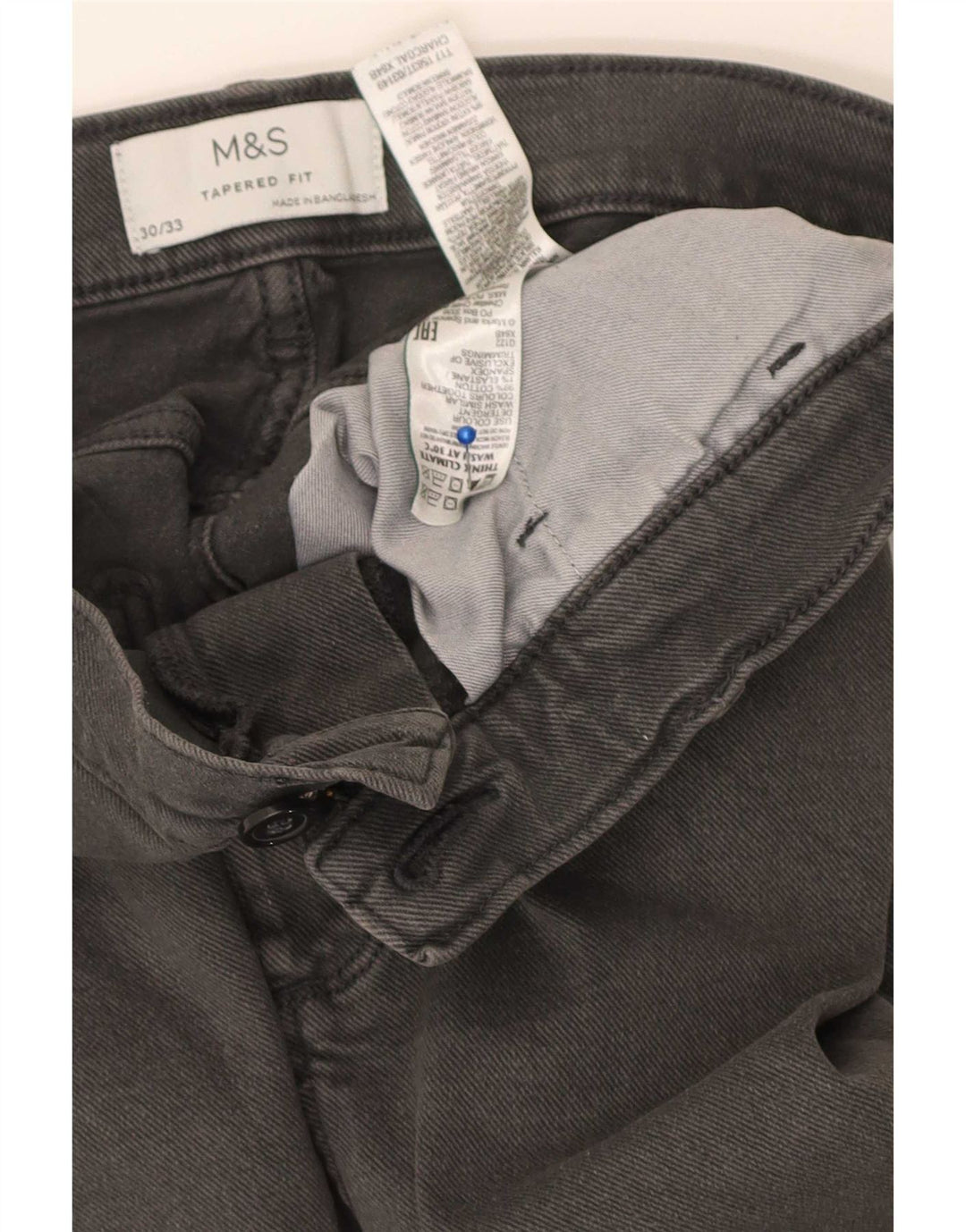 Blugi conici pentru bărbați Marks & Spencer W30 L33 bumbac gri