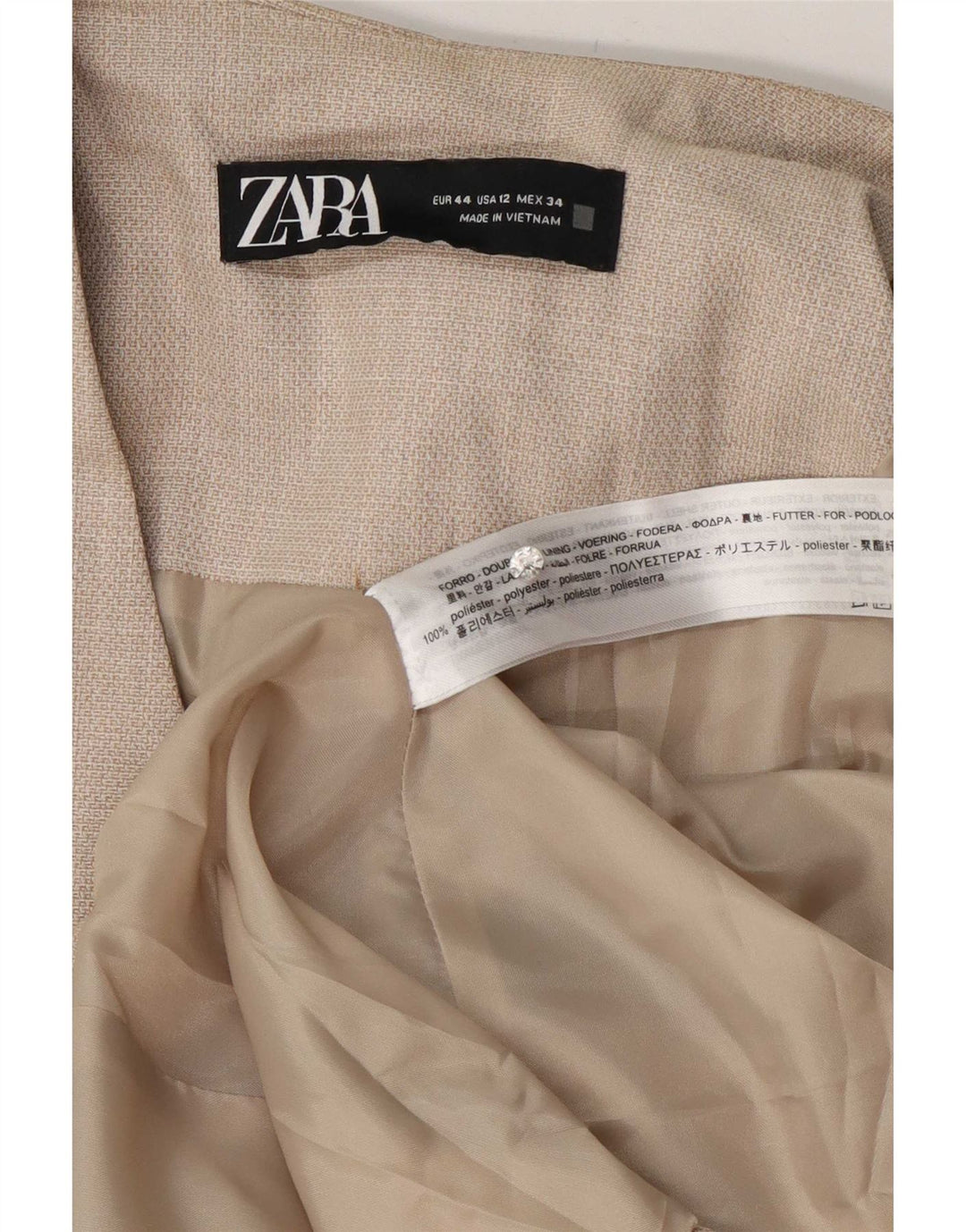 Blazer pentru femei Zara cu 1 nasture EU 44 XL poliester bej