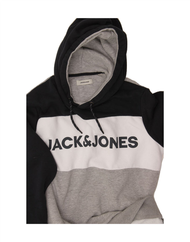 JACK & JONES Mens Graphic Hoodie Jumper Medium Multicoloured Colourblock Vintage Jack & Jones and Second-Hand Jack & Jones from Messina Hembry 