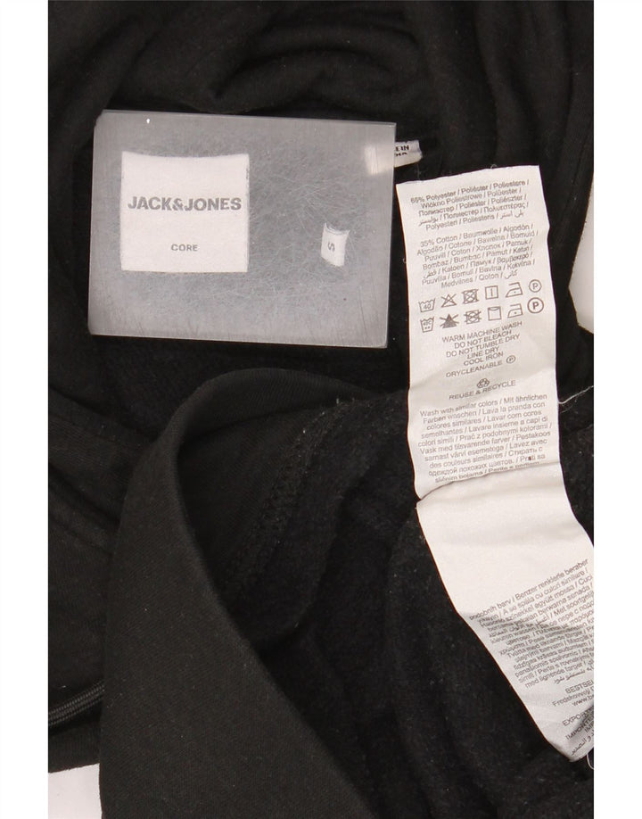 Jack & Jones Pulover cu glugă grafic pentru bărbați, mic, negru, poliester