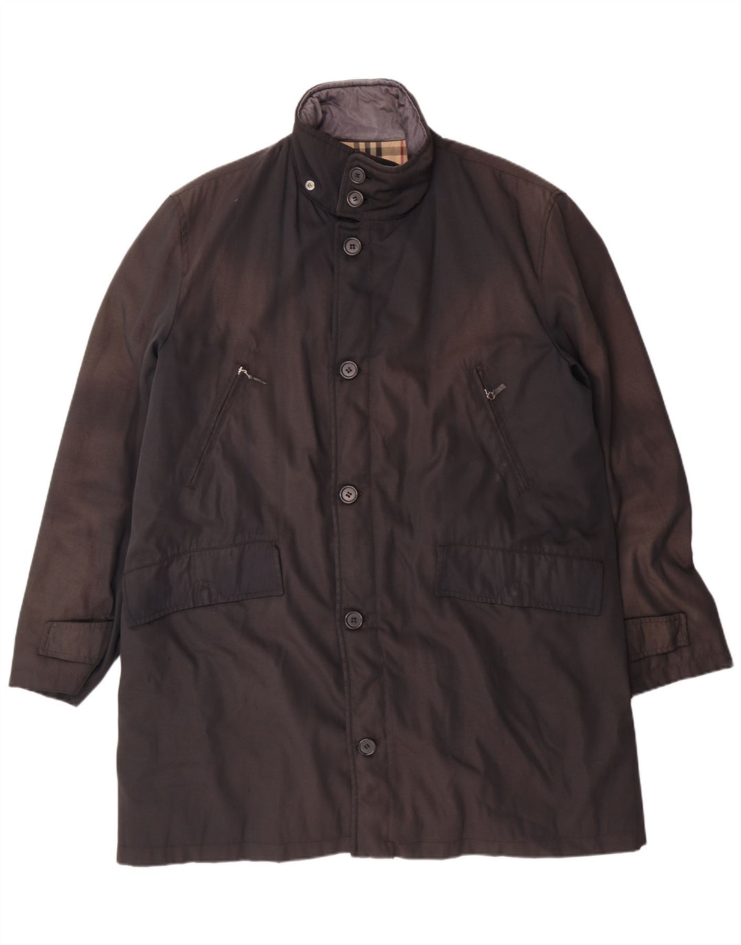 Pardesiu BURBERRY pentru bărbați UK 40 mare, negru, clasic din poliamidă