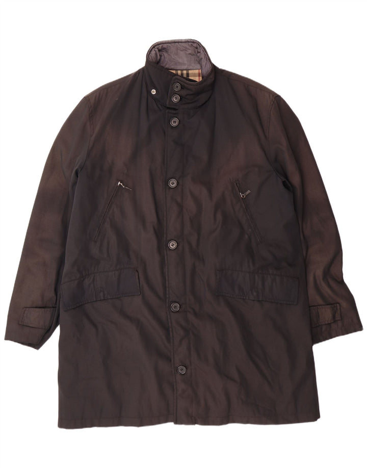 Pardesiu BURBERRY pentru bărbați UK 40 mare, negru, clasic din poliamidă