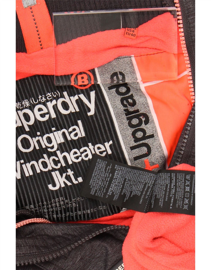 Jachetă de vânt cu glugă SUPERDRY pentru femei UK 12, gri mediu