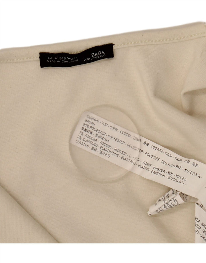 Top cardigan asimetric pentru femei Zara UK 10 mic poliester alb