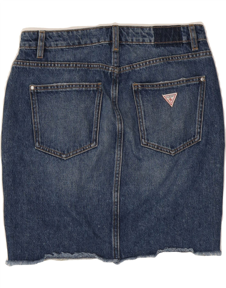 GUESS Womens Distressed Denim Skirt W27 Small  Navy Blue Cotton Vintage Guess and Second-Hand Guess from Messina Hembry 