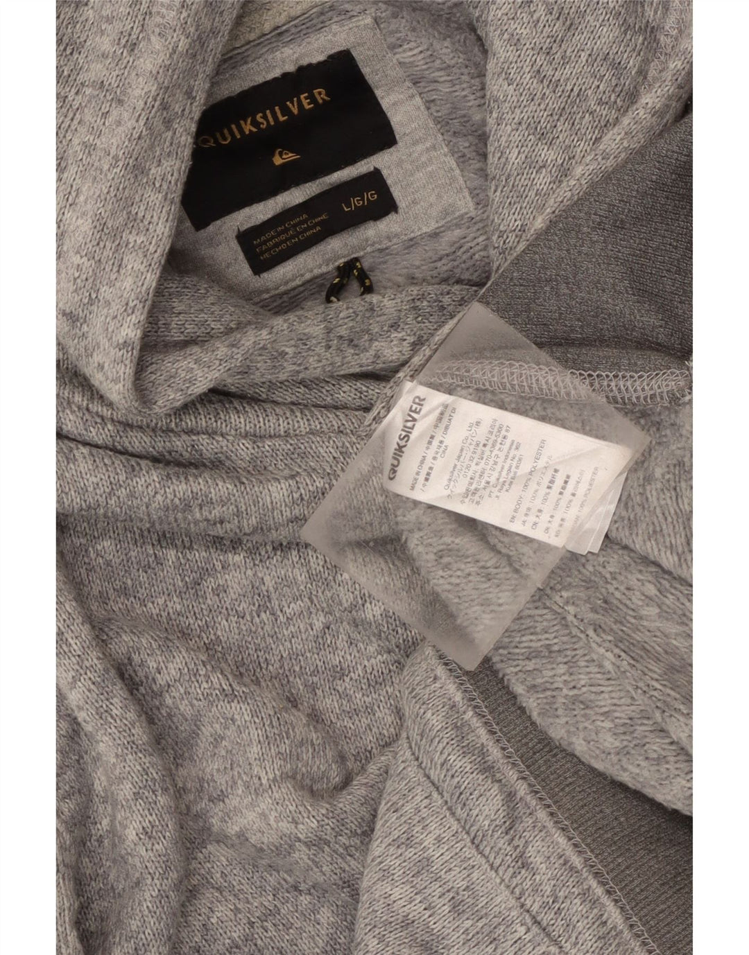 Pulover Quiksilver pentru bărbați cu glugă, mare, gri, poliester color bloc