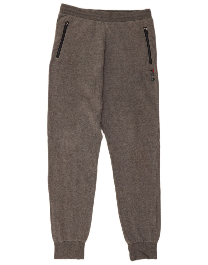 Pantaloni de trening cu grafica Fila pentru barbati Joggeri din bumbac gri mediu