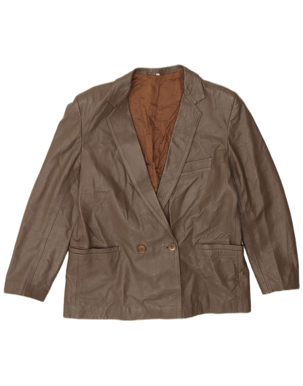 Jachetă vintage din piele dublu pentru femei IT 50 XL maro
