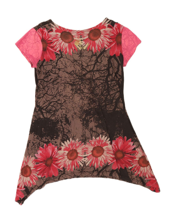 Desigual Womens Graphic Tunic Top UK 18 XL Black Floral Cotton