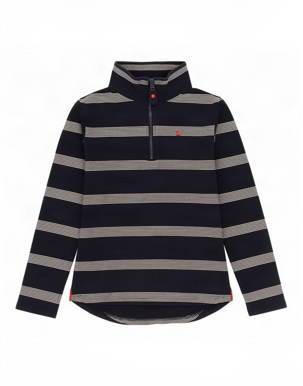 Pulover pentru femei Joules, cu fermoar, cu gât, UK 12 Mediu, bleumarin, cu dungi