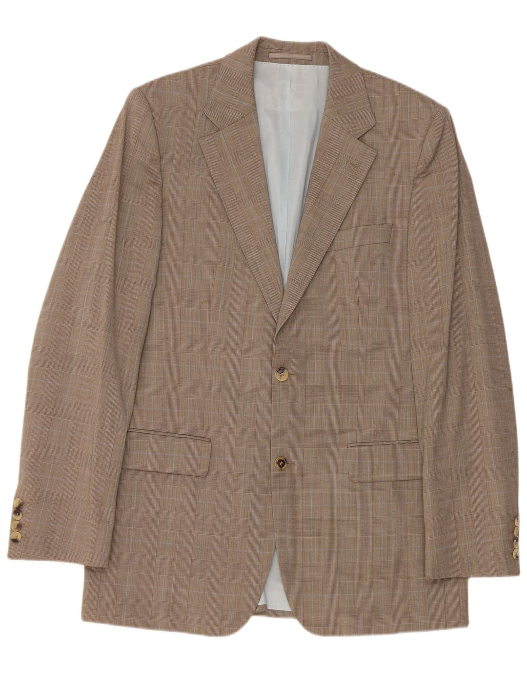 Blazer pentru bărbați Hugo Boss cu 2 nasturi EU 48 Lână virgină carouri maro mediu