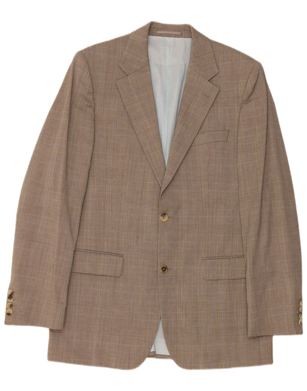 Blazer pentru bărbați Hugo Boss cu 2 nasturi EU 48 Lână virgină carouri maro mediu