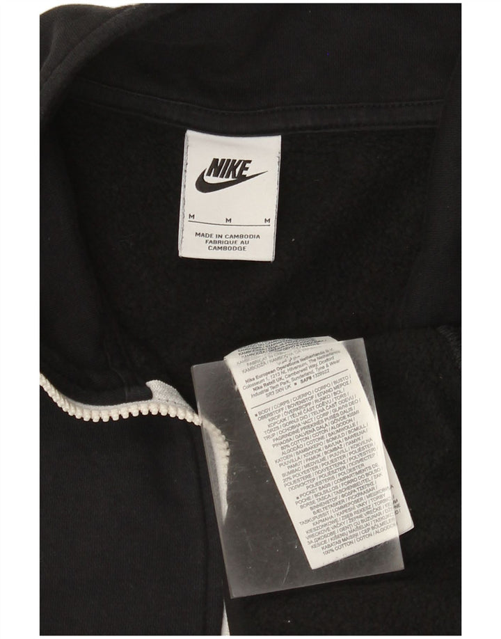Pulover Nike pentru bărbați, cu fermoar, cu gât, bumbac mediu negru