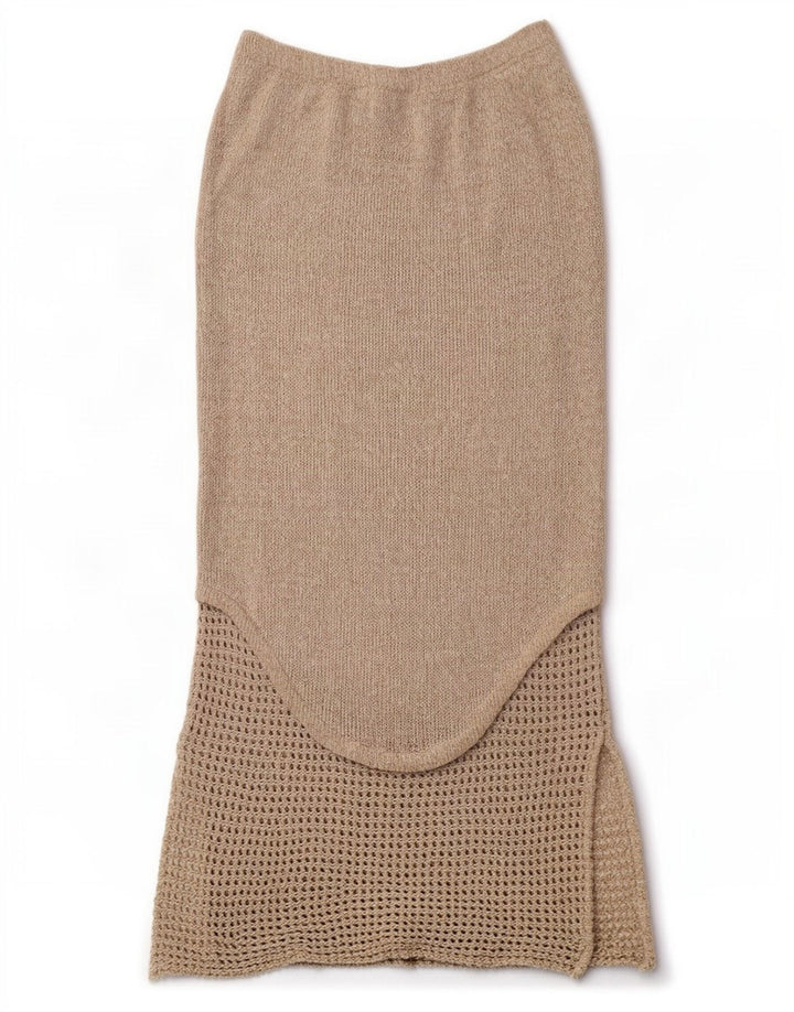 Fusta Maxi tricotată pentru femei Roisin McCarthy Medium W30 Beige Bumbac