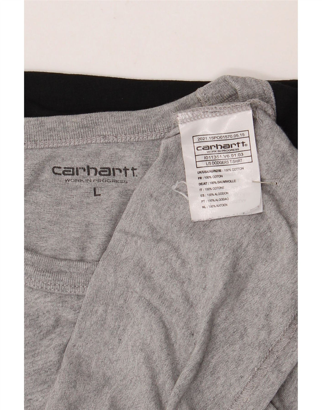 Top pentru bărbați Carhartt cu mânecă lungă, mare, gri, color block, bumbac