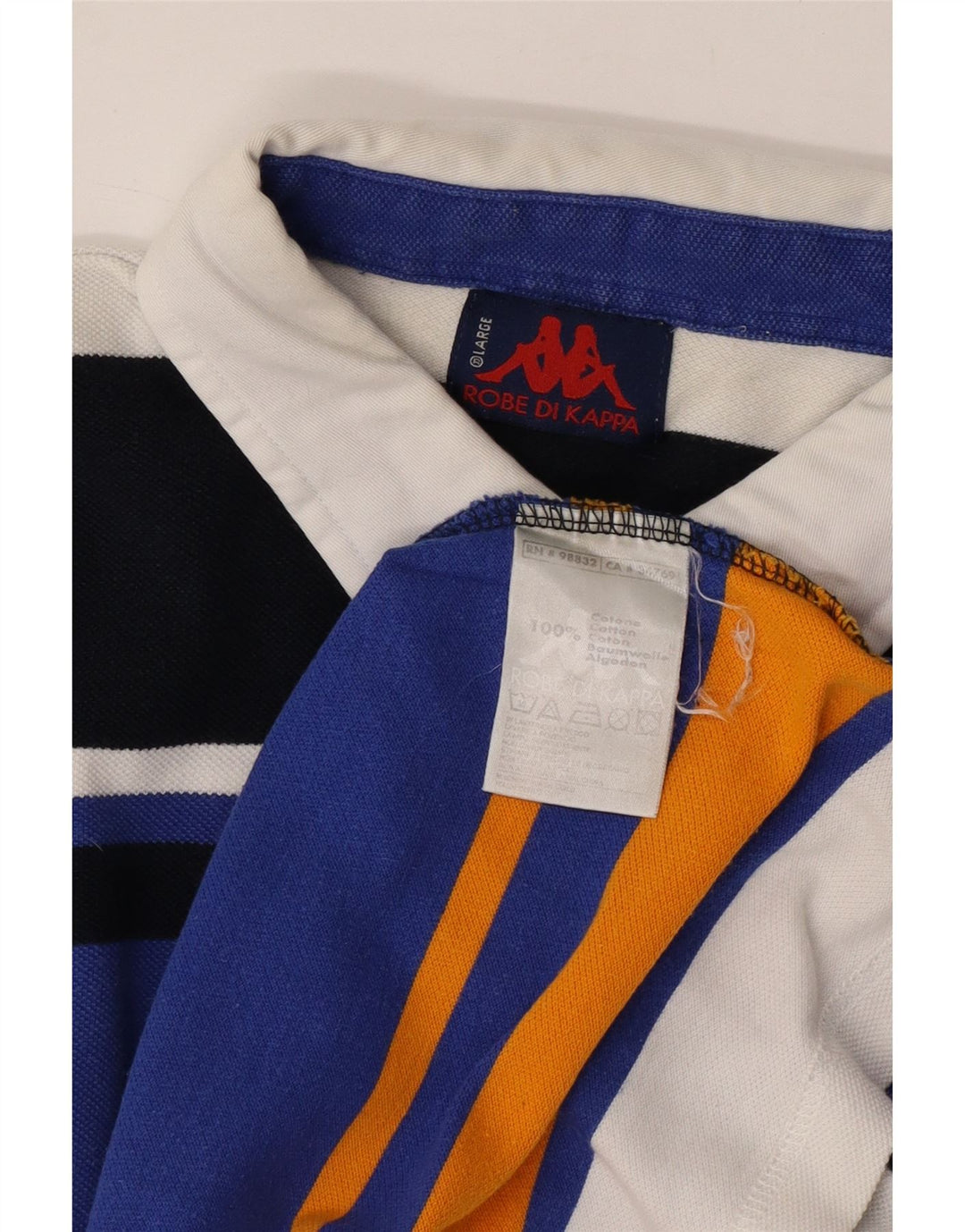 KAPPA Tricou polo rugby cu mânecă lungă pentru bărbați, bumbac cu dungi multicolore